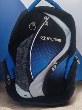 Hyundai Official Branded Black & Blue Backpack - Ergonomic Travel Daypack